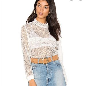 Anine Bing white lace top Xs